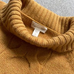 Garnet Hill Cashmere Mock Neck Cable Sweater in Dijon